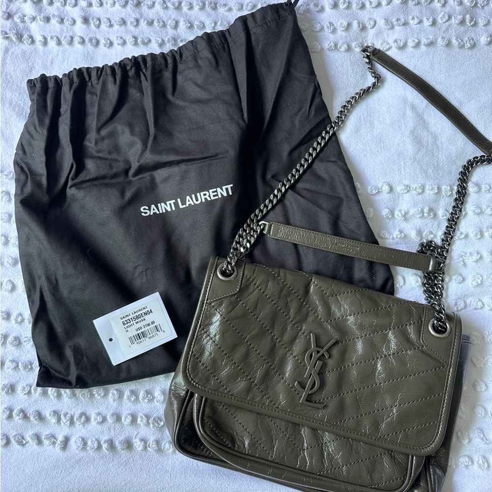 Saint Laurent Olive Green Nikki Crossbody